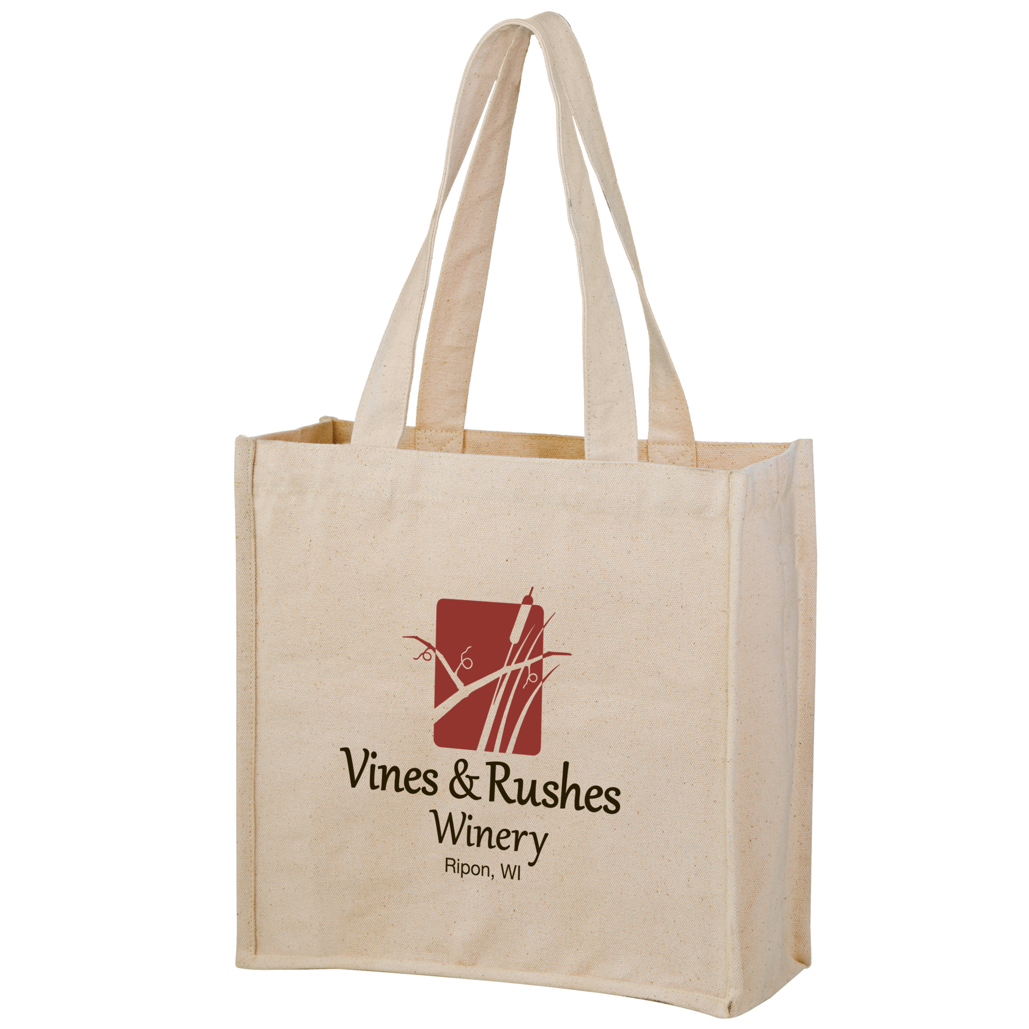 Heavyweight Cotton Tote Bag With 2 Bottle Holders | Cotton Tote Bags